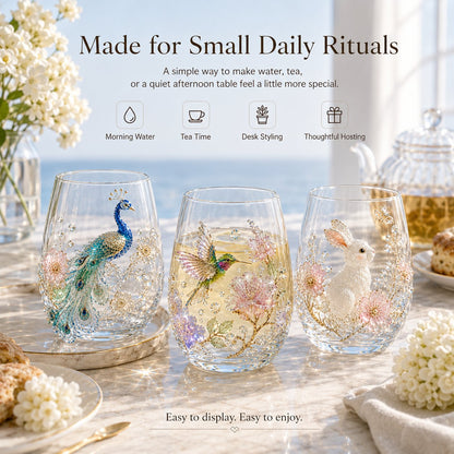 🔥✨ 3D Animal Floral Glass Tumbler | For Prettier Sips, Sunlight-Catching Details, Nature Charm & Elegant Everyday Drink Vibes 🌸🐾