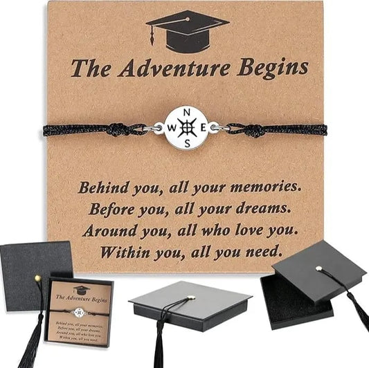 👩‍🎓Graduation Compass Bracelet for Class of 2026🔥 Stainless Steel with Heartfelt Card & Graduation Cap Box