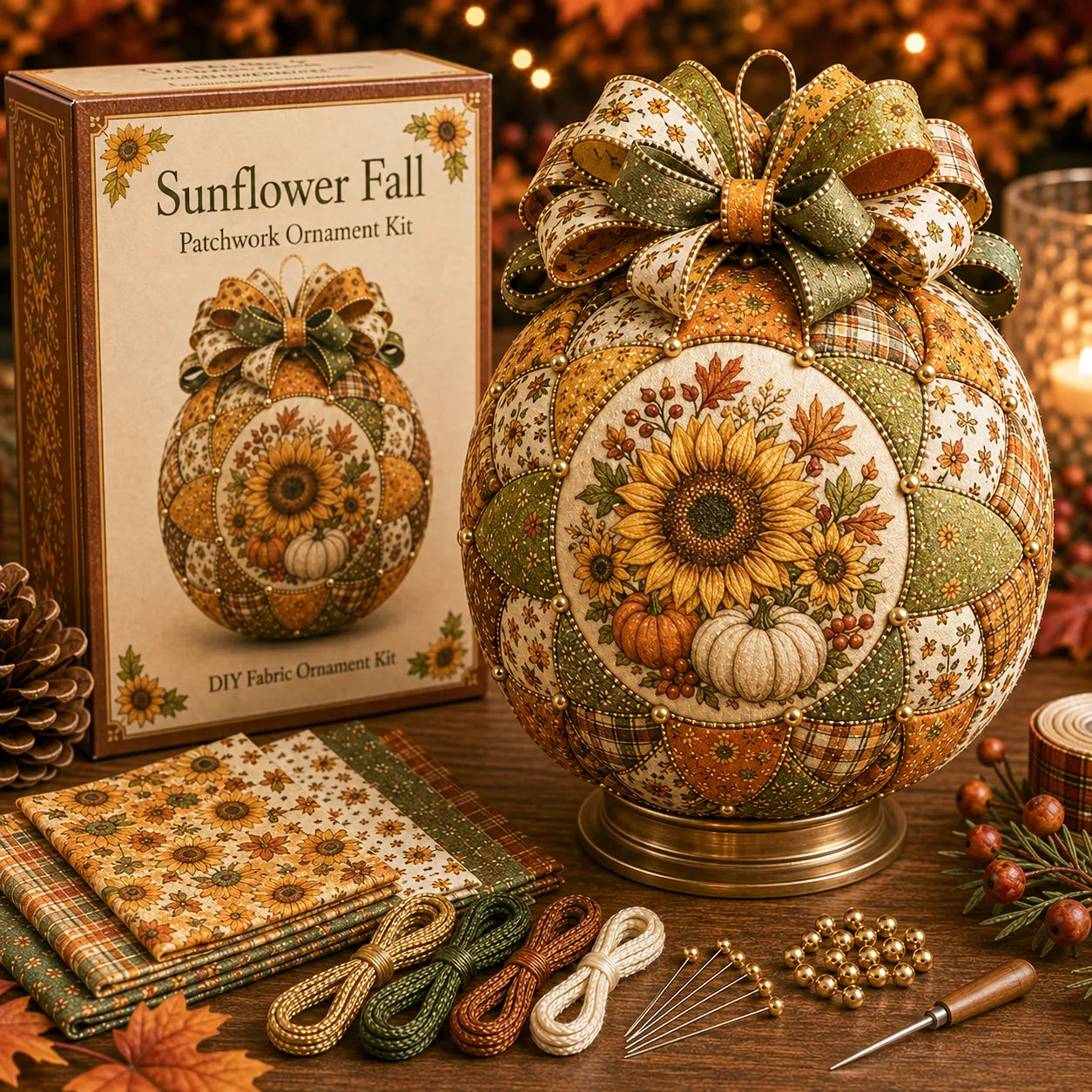 🔥LAST DAY 50% OFF -🍂 Autumn Thanksgiving Classics Patchwork Ornament DIY Kit