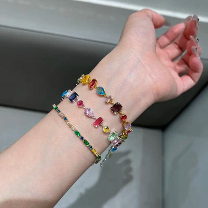 🌈 TODAY ONLY: BOGO 50% OFF! Rainbow Crystal Zircon Bracelet & Necklace for Women, S925 Sterling Silver Plated&nbsp;