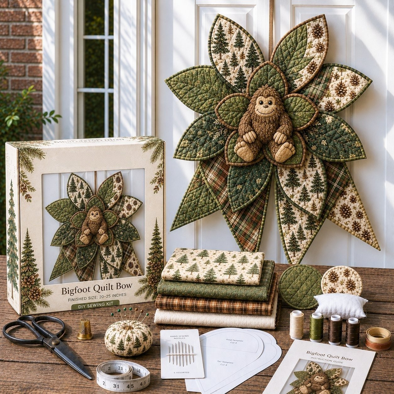 ⏳ Last Day 49% OFF – 🎀 Beginner-Friendly Oversized Quilted Bow Sewing Kit | Coordinated Printed Fabrics, Batting, Pre-Designed Templates & Complete Supplies for a Full 23–25 in 3D Statement Bow ✨