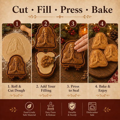 ✝️ Faith & Nativity Christmas Mini Pie Mold Collection | Reusable Embossed Molds for Shaping Detailed Praying Jesus, Nativity Stable and so on Pies🥧✨