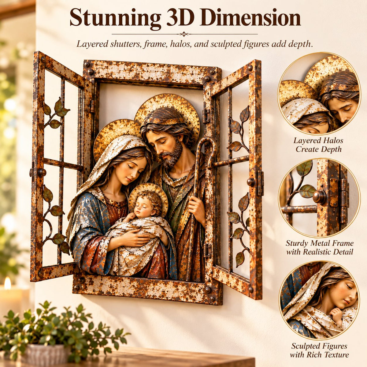 Holy Family Window-Style Wall Decor