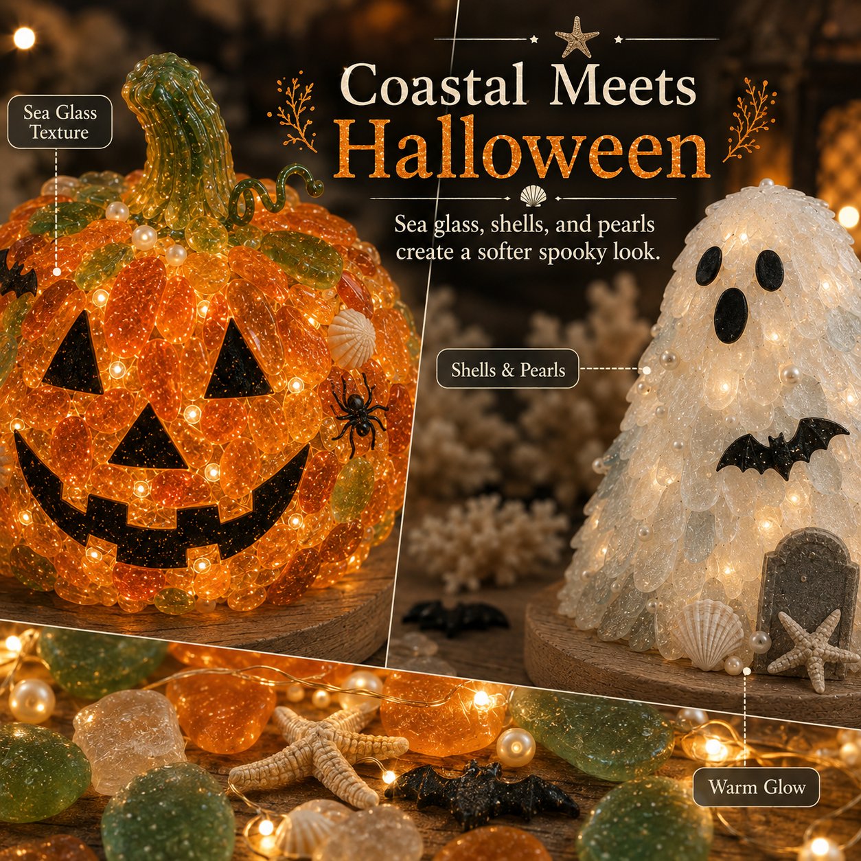 🔥😍 Last Day 49% OFF – 🎃 Beginner-Friendly DIY Lighted Sea Glass Halloween Character Kit Collection | Complete Kit with Sea Glass Pieces, LED Lights & Step-by-Step Guide Included 💕