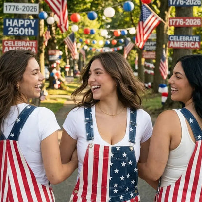 4th of July Comfortable Stretch American Flag Overalls for Men and Women - Memorial Day Coveralls USA Patriotic Gifts