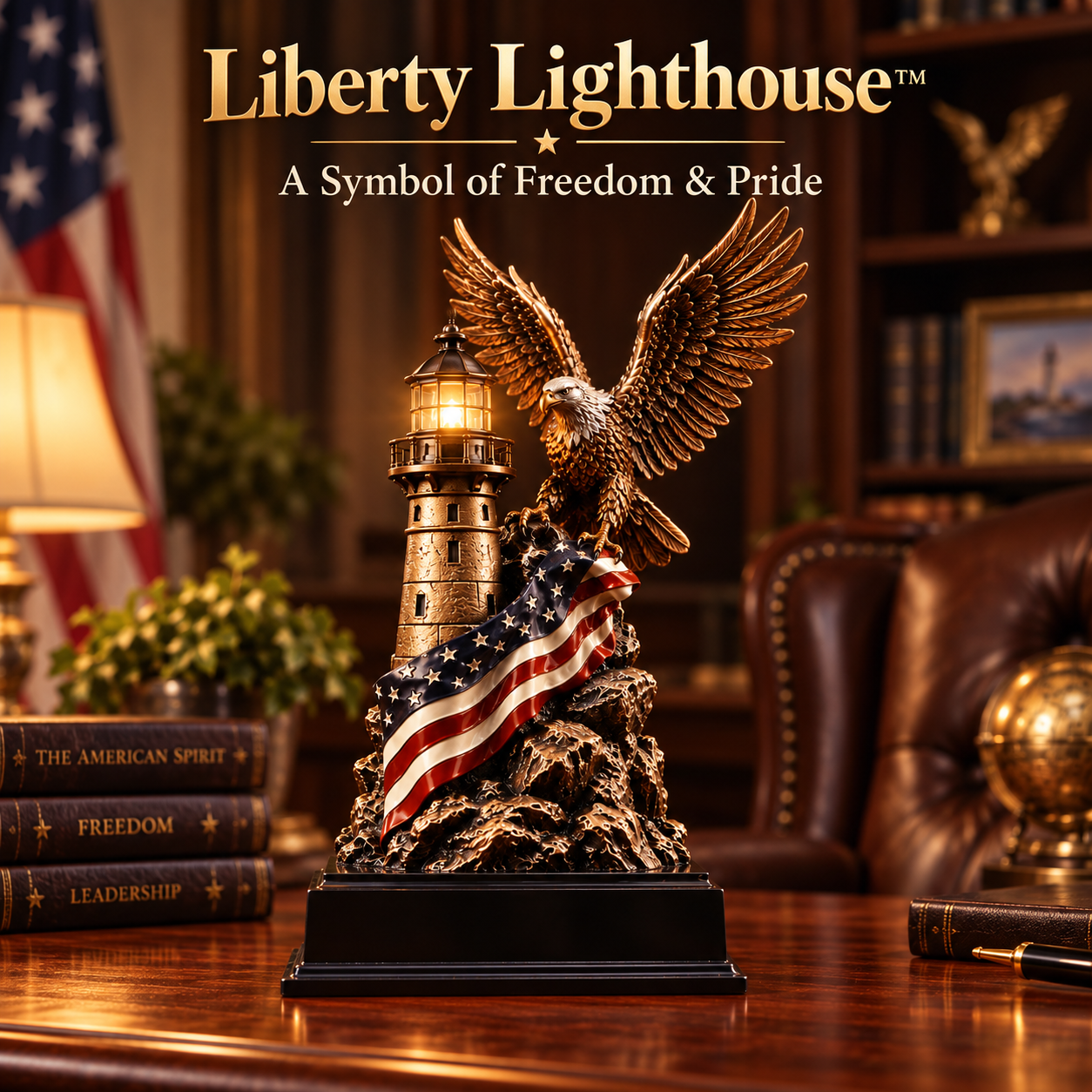 Liberty Lighthouse lighted American eagle decor