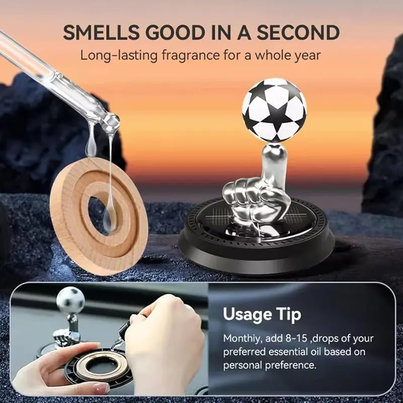 ⚽🚗Solar Rotating Football Car Air Freshener & Aromatherapy Diffuser