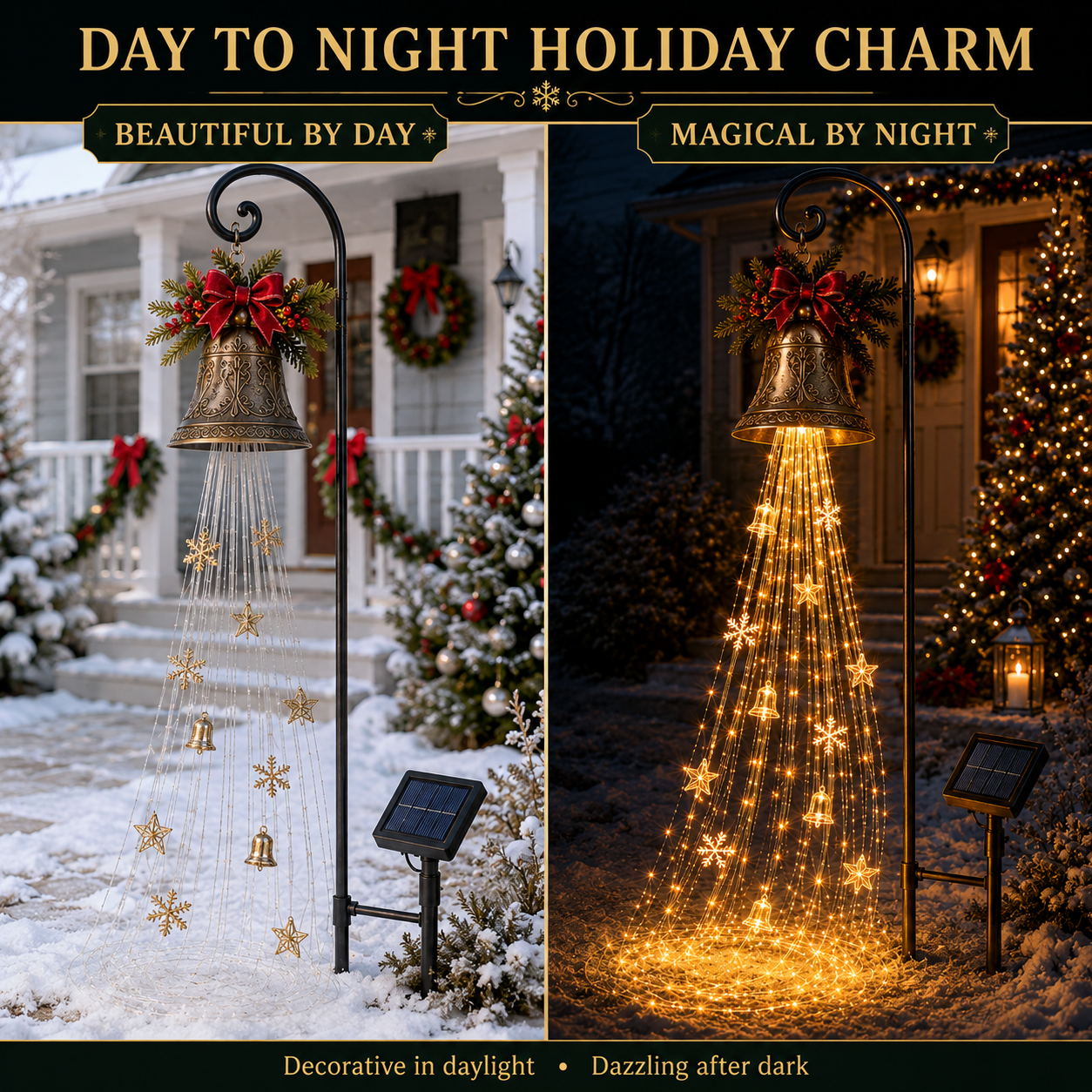🎄 Christmas Bell Cascade Solar Yard Light✨