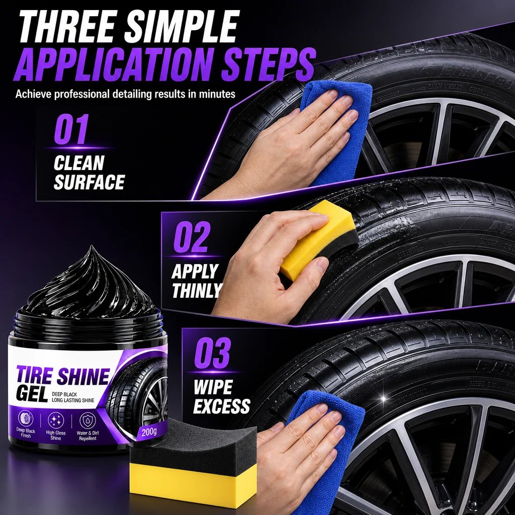 ✨🔥Car Tire Shine Gel  Restoration Paste and Rubber Parts Blackening Coating Wax