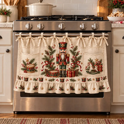 ⏳ Last Day 49% OFF – 🎄 Christmas Kitchen Tie-On Skirt | Festive Holiday Designs with Pockets & Ruffled Trim ✨