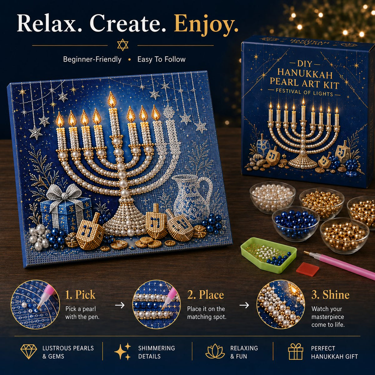 🎁Last Day 49% OFF - 🕎✨DIY Hanukkah Pearl Art Kit(📦Buy 2 Free Shipping)