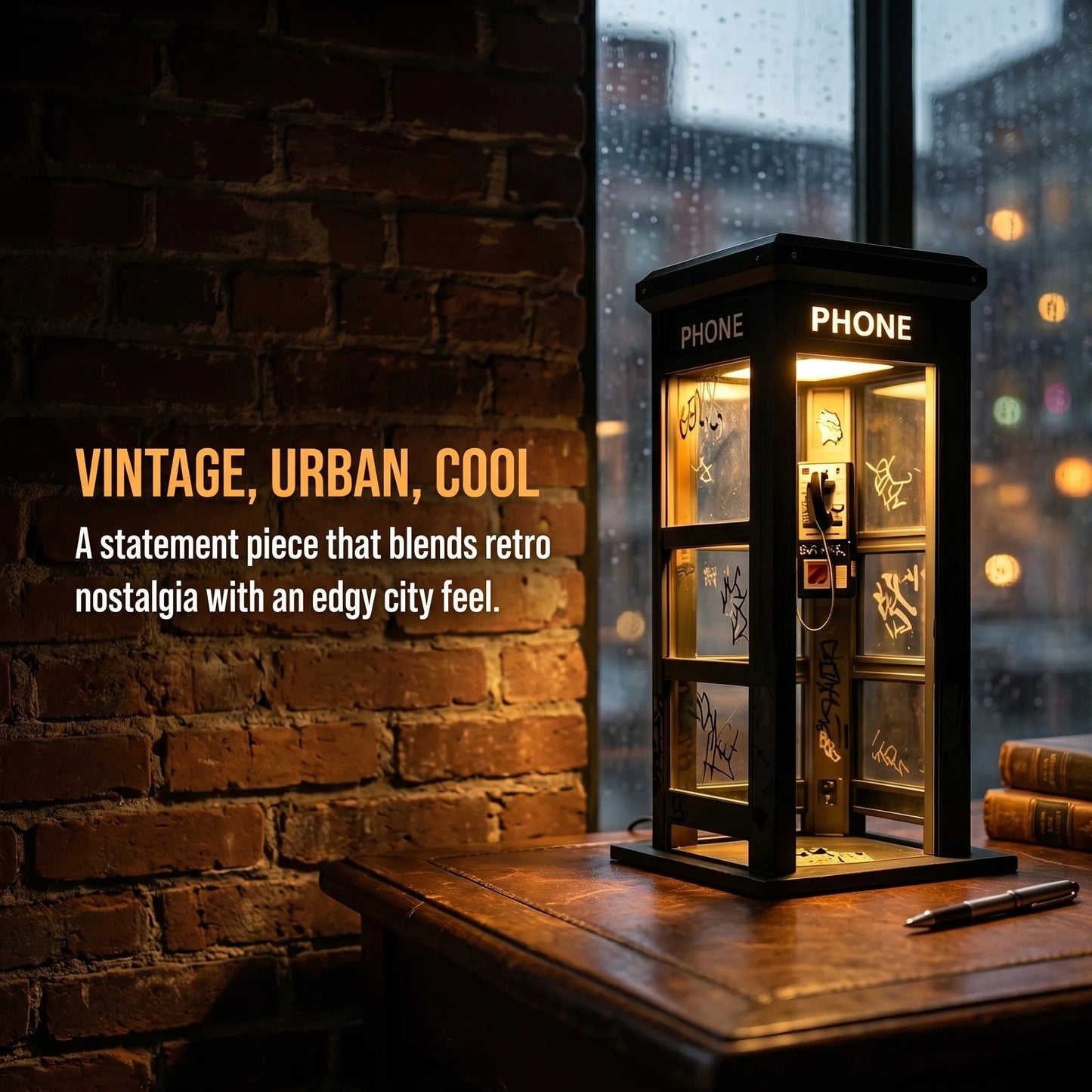 ✨Vintage telephone booth-shaped ambient lamp