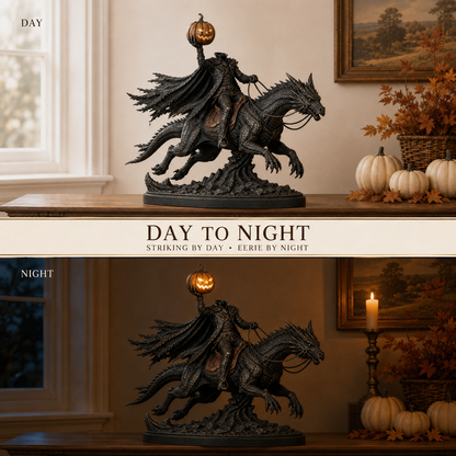 🎃 Headless Horseman on Dragon Statue – Gothic Halloween Figurine & Dark Fantasy Home Decor