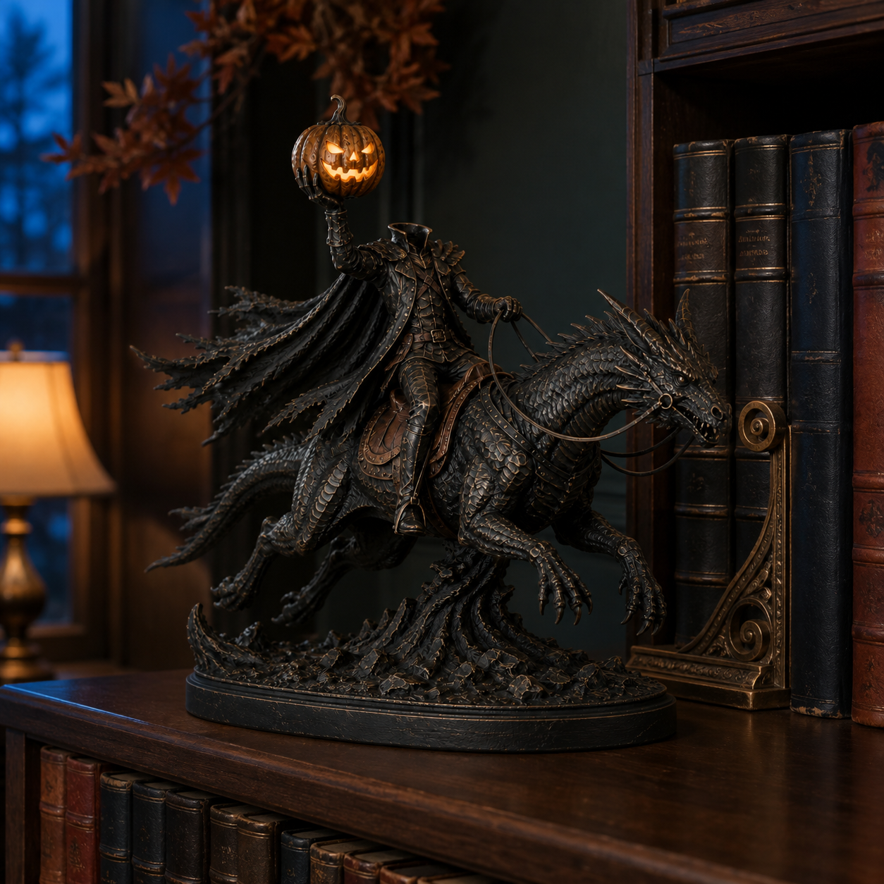 Headless Horseman gothic Halloween shelf display