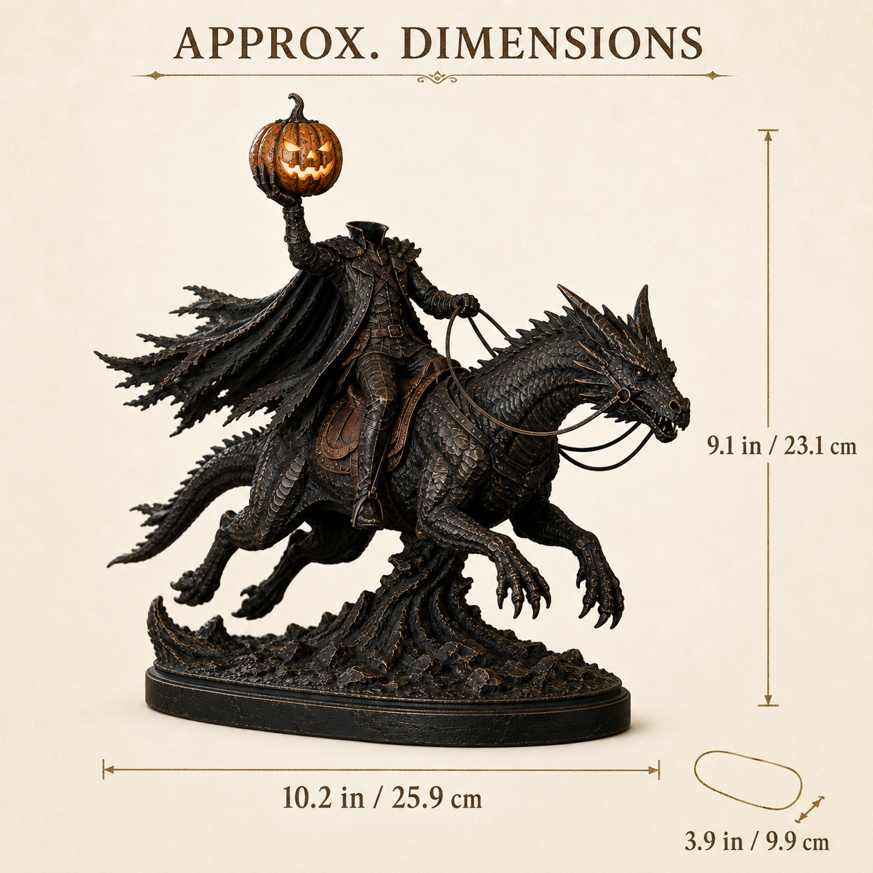 Headless Horseman statue dimensions
