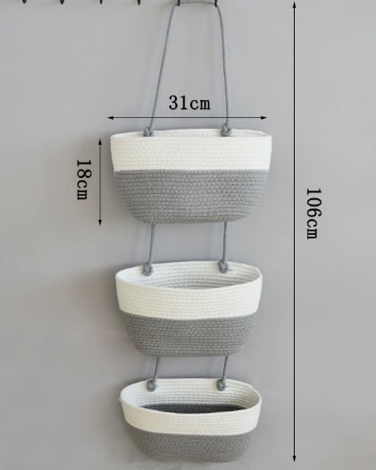 Decorative 3-Tier hanging organizer bag, over the door basket