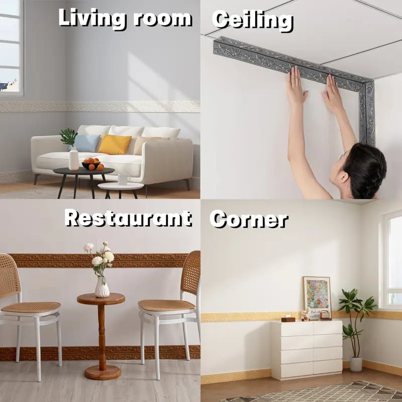 ✨Last Day 50% OFF✨4 Rolls Self-Adhesive Skirting Boards - 90 in Flexible Decorations