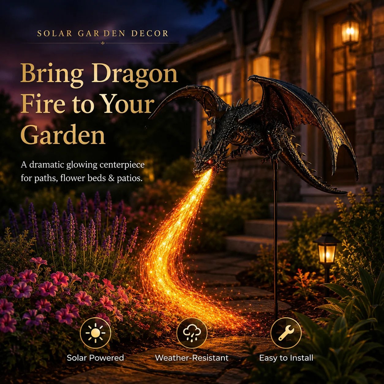 🔥🐲Solar Dragon Fire Garden Light