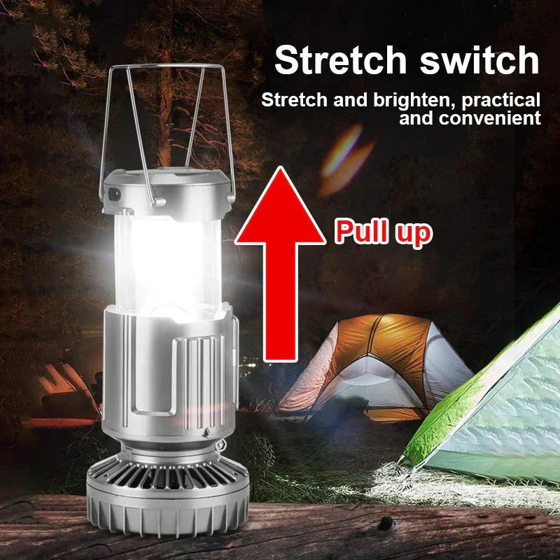 🔥3 in 1 Portable Solar Outdoor Led Camping Lantern with Fan