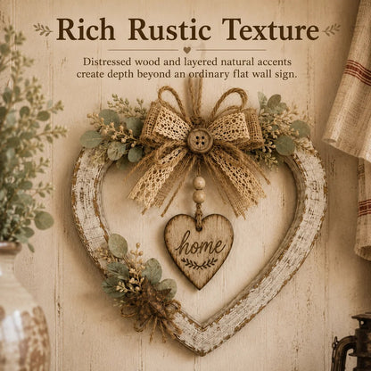 🤎Rustic Farmhouse Heart Wall Decor with “Home” Sign