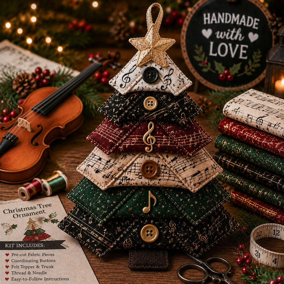 🔥Last Day 49% OFF - Layered Fabric Tree Ornament DIY Sewing Kit