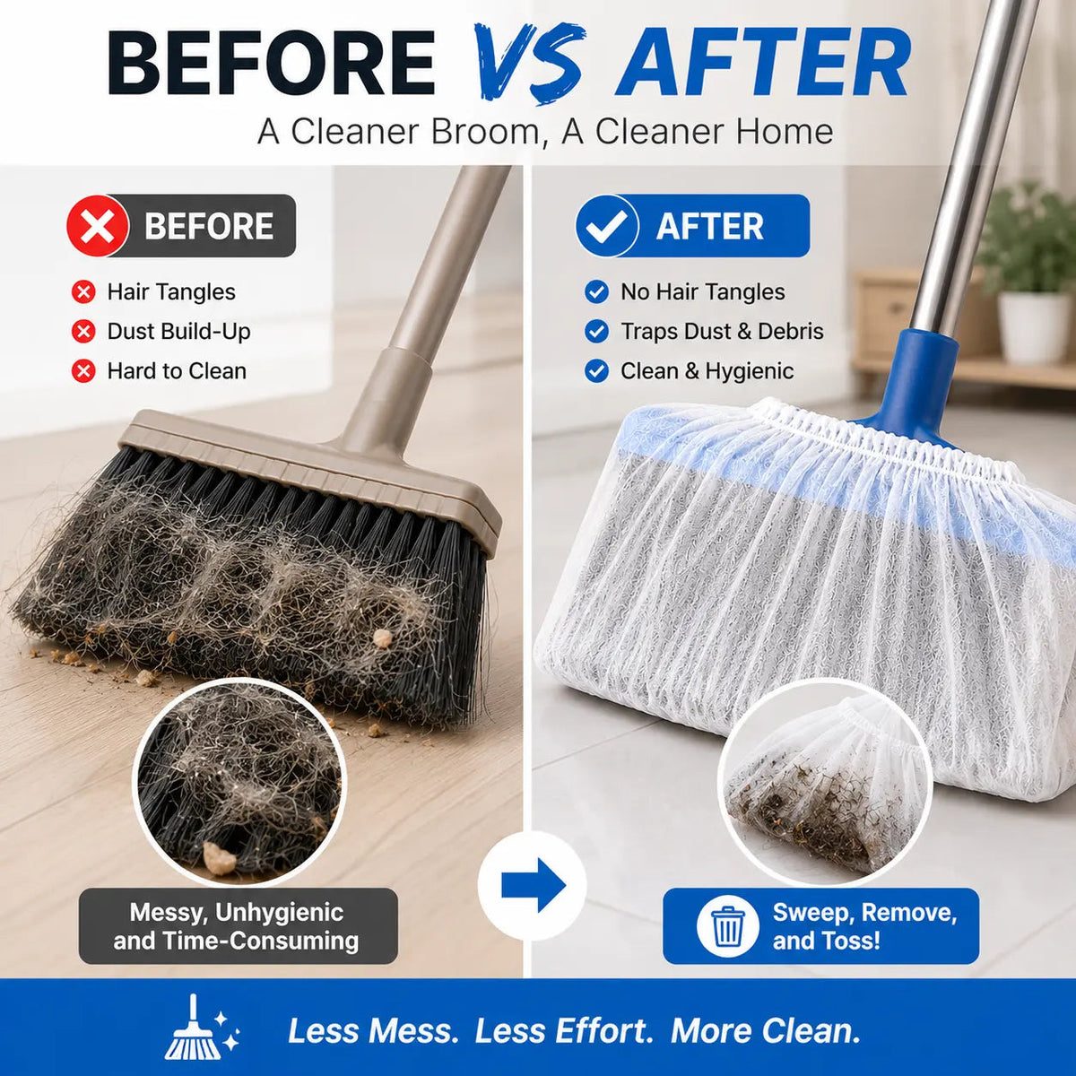 🧹✨100 PCS-Disposable Broom Dust Covers – Catch Dust & Hair as You Sweep!🍀