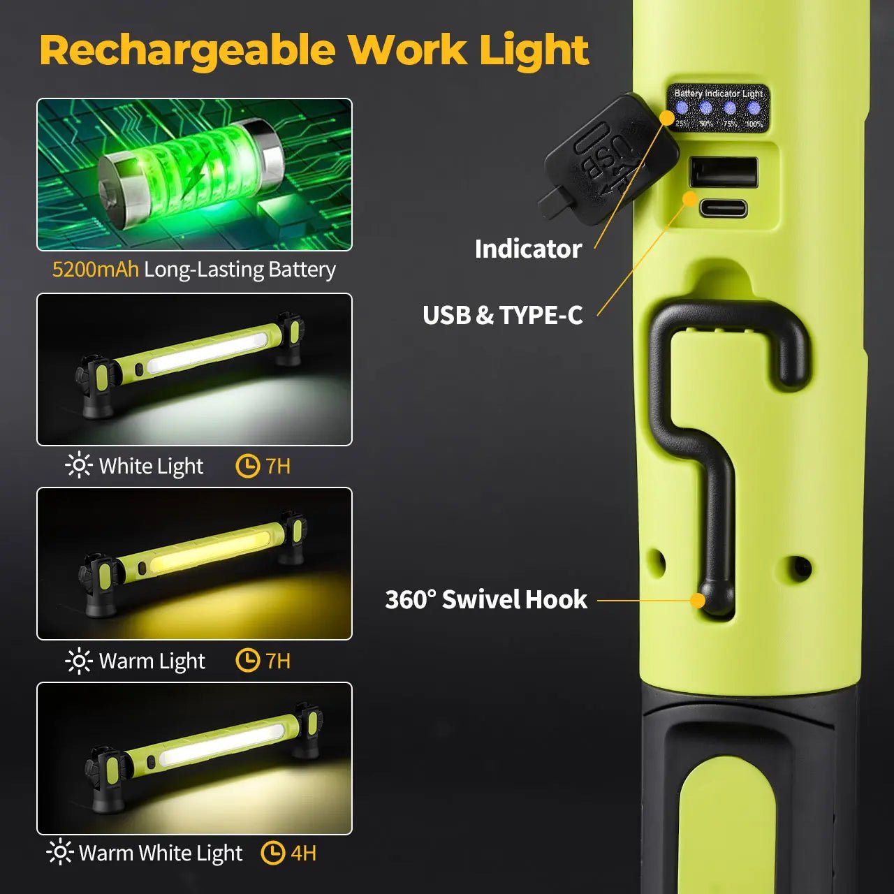 🎁 Father's Day Sale 49% OFF | 3000LM LED Magnetic Work Light Bar • 5200mAh Cordless • Hooks & Magnetic Base 🔧