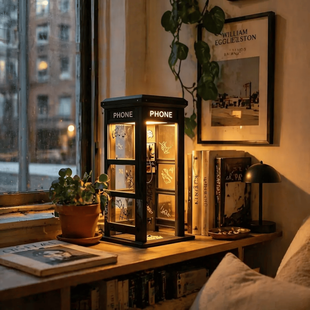✨Vintage telephone booth-shaped ambient lamp