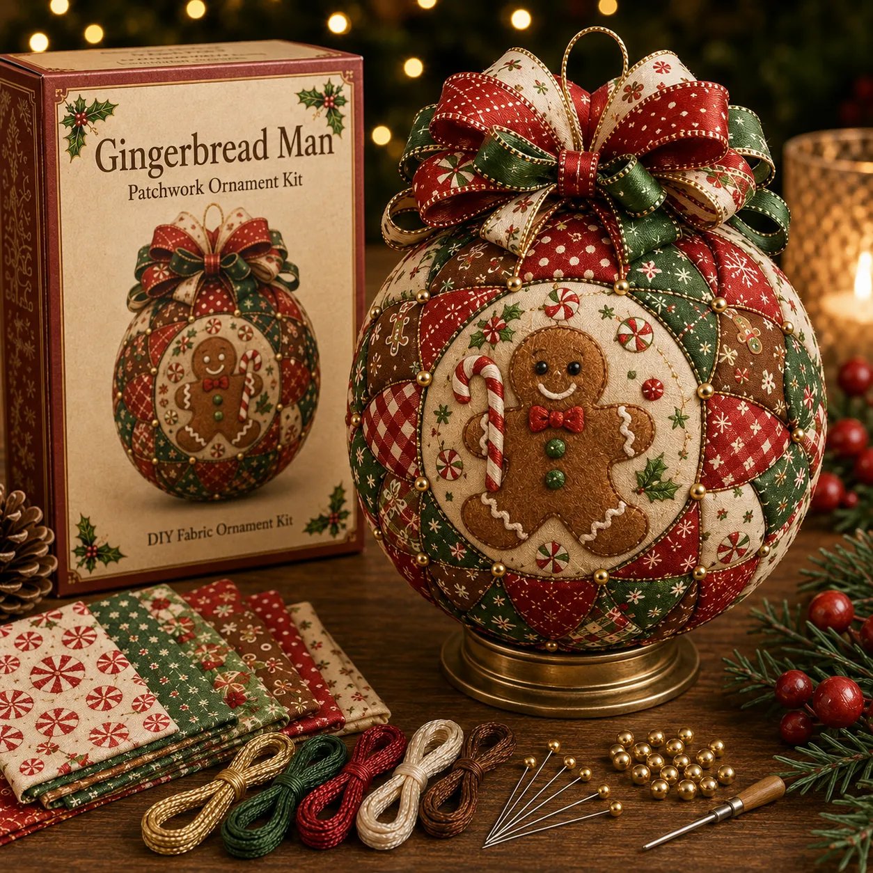 💥 LAST DAY 49% OFF - 🎄 Christmas Classics Patchwork Ornament DIY Kit