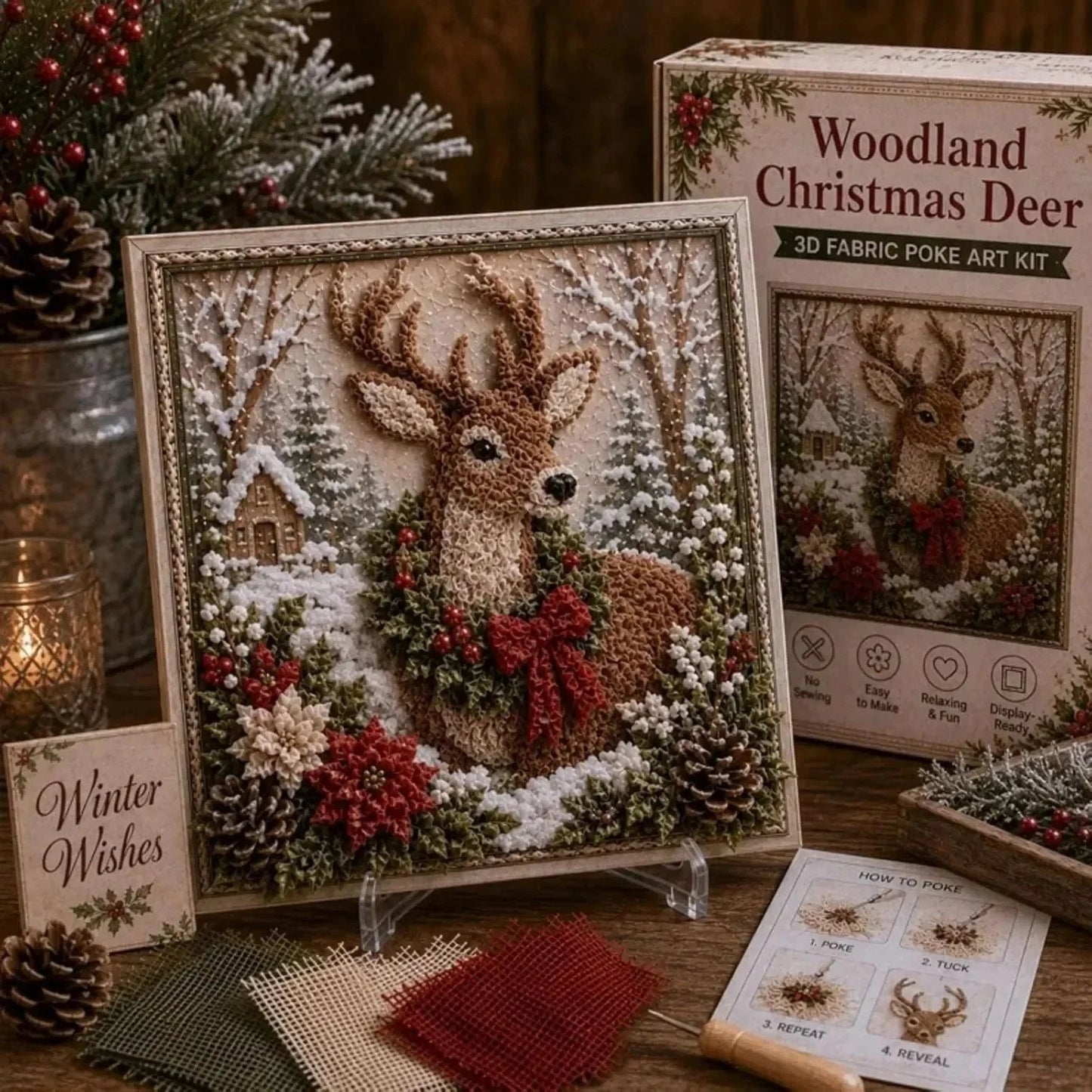 🎄 3D Christmas Fabric Poke Art Kit