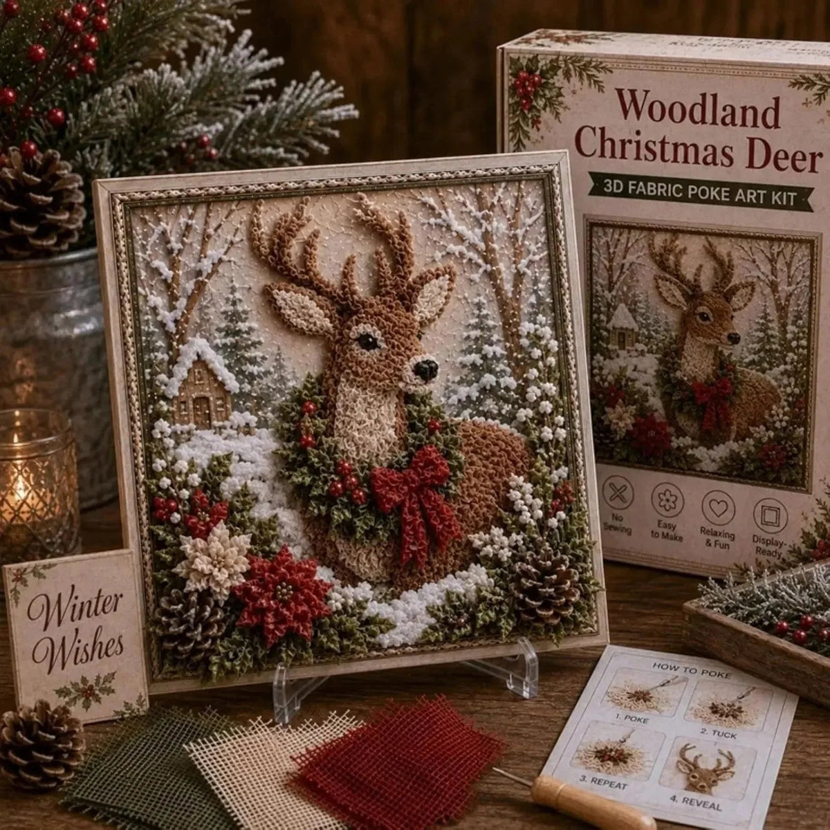 🎄 3D Christmas Fabric Poke Art Kit