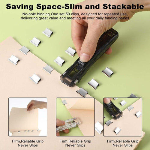 🎁Last Day 50% OFF  Portable Binder Clip Stapler - Includes 50 reusable clips