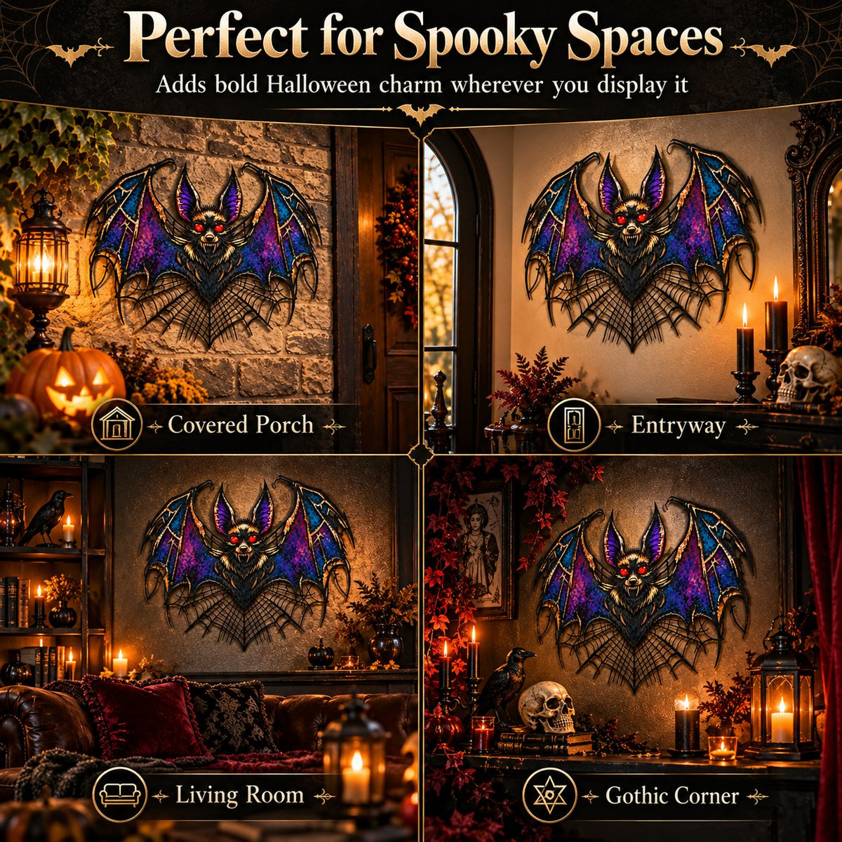 ⏰ LAST DAY 49% OFF - Gothic Vampire Bat Metal Wall Art (📦Buy 2 Free Shipping)