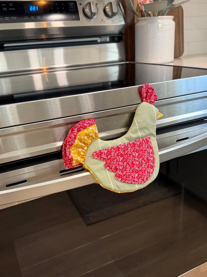 🐔 Handmade Chicken Oven Mitt & Pot Holder – Quilted Hen Hot Pad, Insulated & Heat Resistant, Farmhouse Kitchen Decor 🔥🏡
