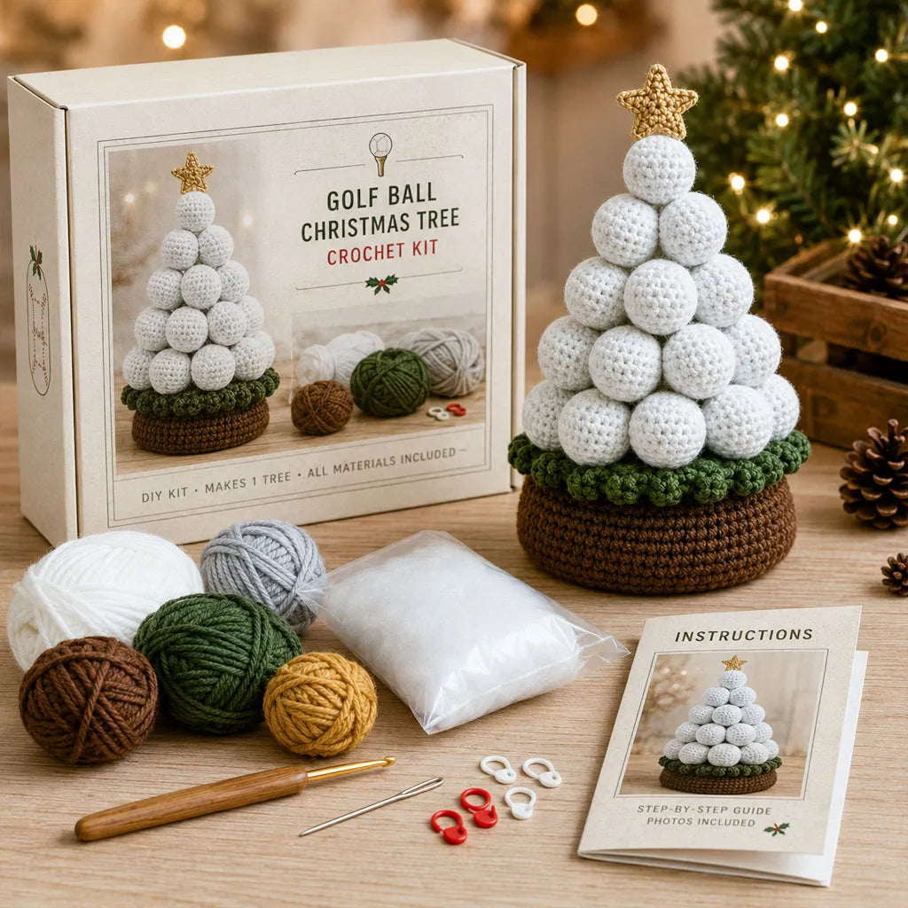 ⏳ Last Day 49% OFF – 🏆 Beginner-Friendly DIY Sports Ball Christmas Tree Crochet Kit Collection | Complete Kit with Coordinated Yarn, Stuffing, Crochet Materials & Step-by-Step Guide Included 💕