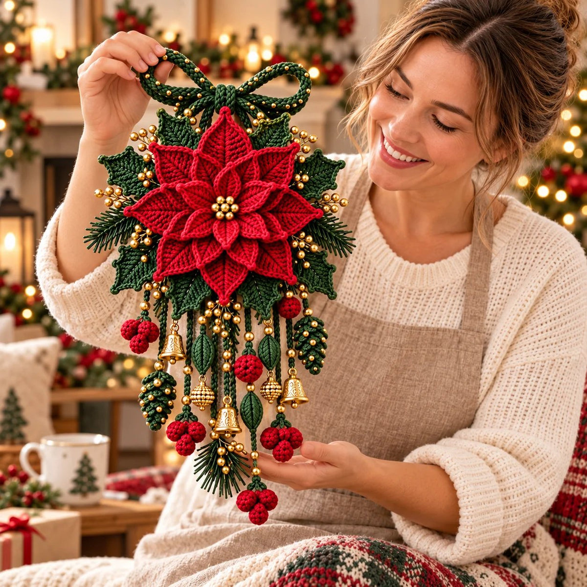 ⏳ Last Day 49% OFF – 🎄 Christmas Crochet Curtain Tieback DIY Kit | Beginner-Friendly Options, 8 Festive Designs 🧶