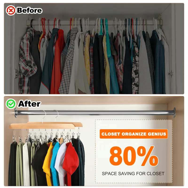 🔥Last Day 49%OFF🔥Closet Organizer with 10 Clips - Space Saving Hanging Closet Organizer