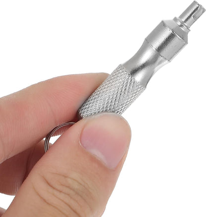 🔧 4-Pack Stainless Steel Valve Core Removal Tool | Portable Keychain Tire Repair Kit