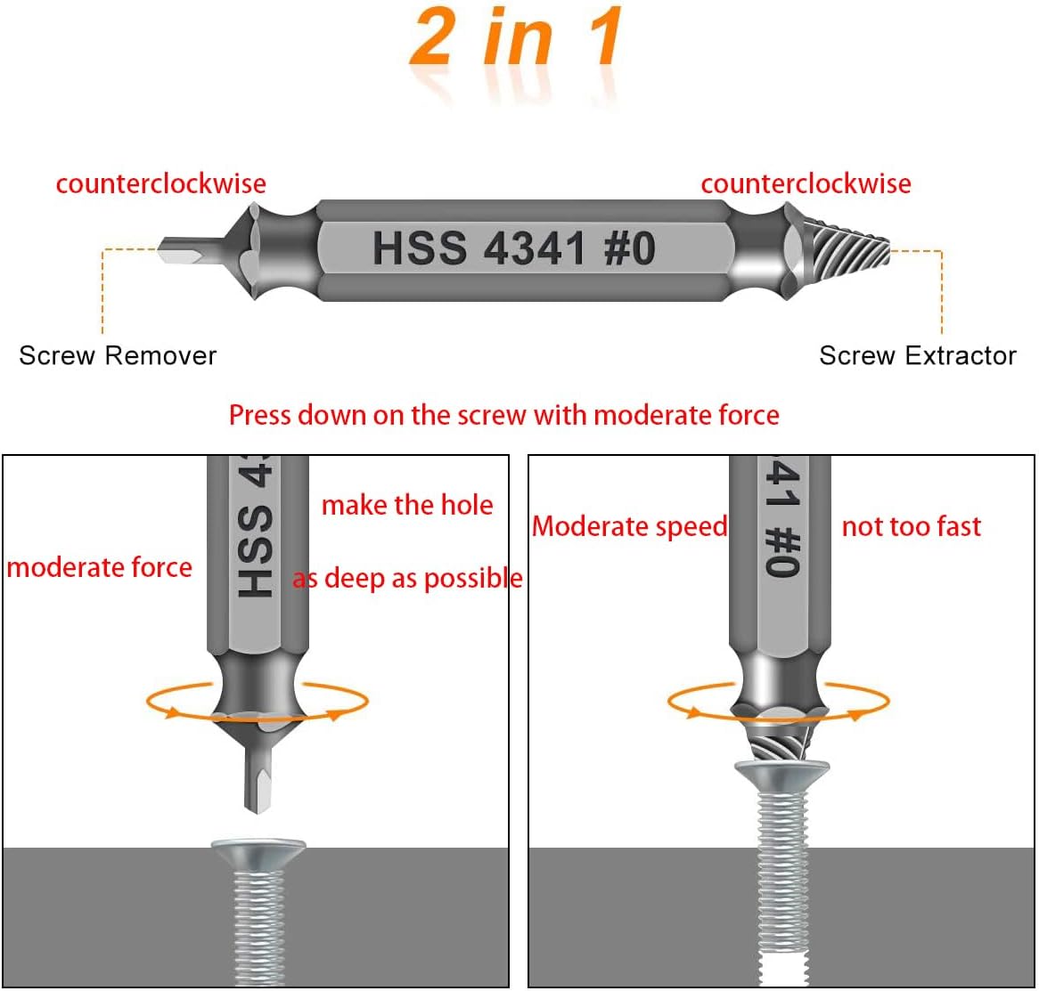 🔥LAST DAY 49% OFF - 🛠️ Stripped Broken Screw Remover, 🔩6 Counts Set Easy Out Bolt Extractor