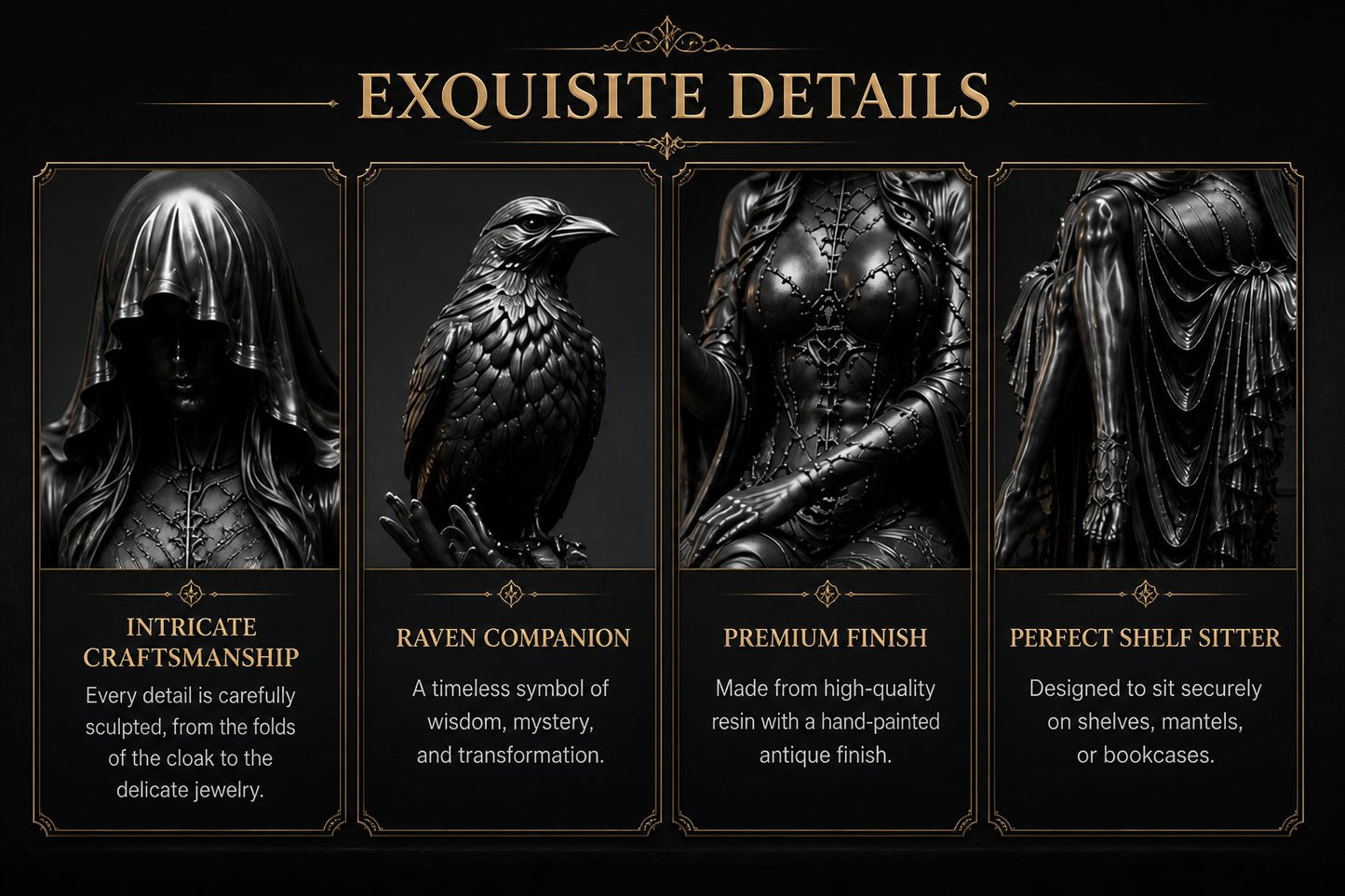🔥Last Day 50% OFF 🖤 Gothic Raven Shelf Sitter Statue