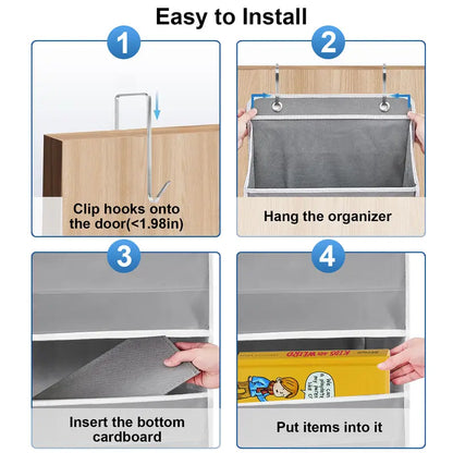Over The Door Organizer Storage 6 Tier Hanging Organizer with 6 Large Pockets Clear Mesh Side Pockets Anti Tilt Design 44 lb