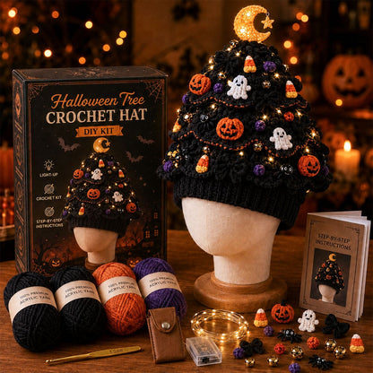 ⏳ Last Day 49% OFF – 🎄Beginner-Friendly Light-Up Christmas Tree Crochet Hat DIY Kit | Complete Kit with Coordinated Yarn, LED Lights & Step-by-Step Guide Included 💕