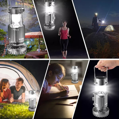 🔥3 in 1 Portable Solar Outdoor Led Camping Lantern with Fan