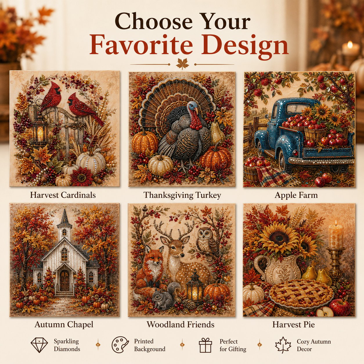 🍂 LAST DAY 49% OFF – Premium 3D Pearl Autumn & Thanksgiving Diamond Painting Art Kit | Luxury Flocked Canvas with Scratch-Resistant Non-Fading Pearl Beads DIY Fall Harvest Decor 🍁🦃💎
