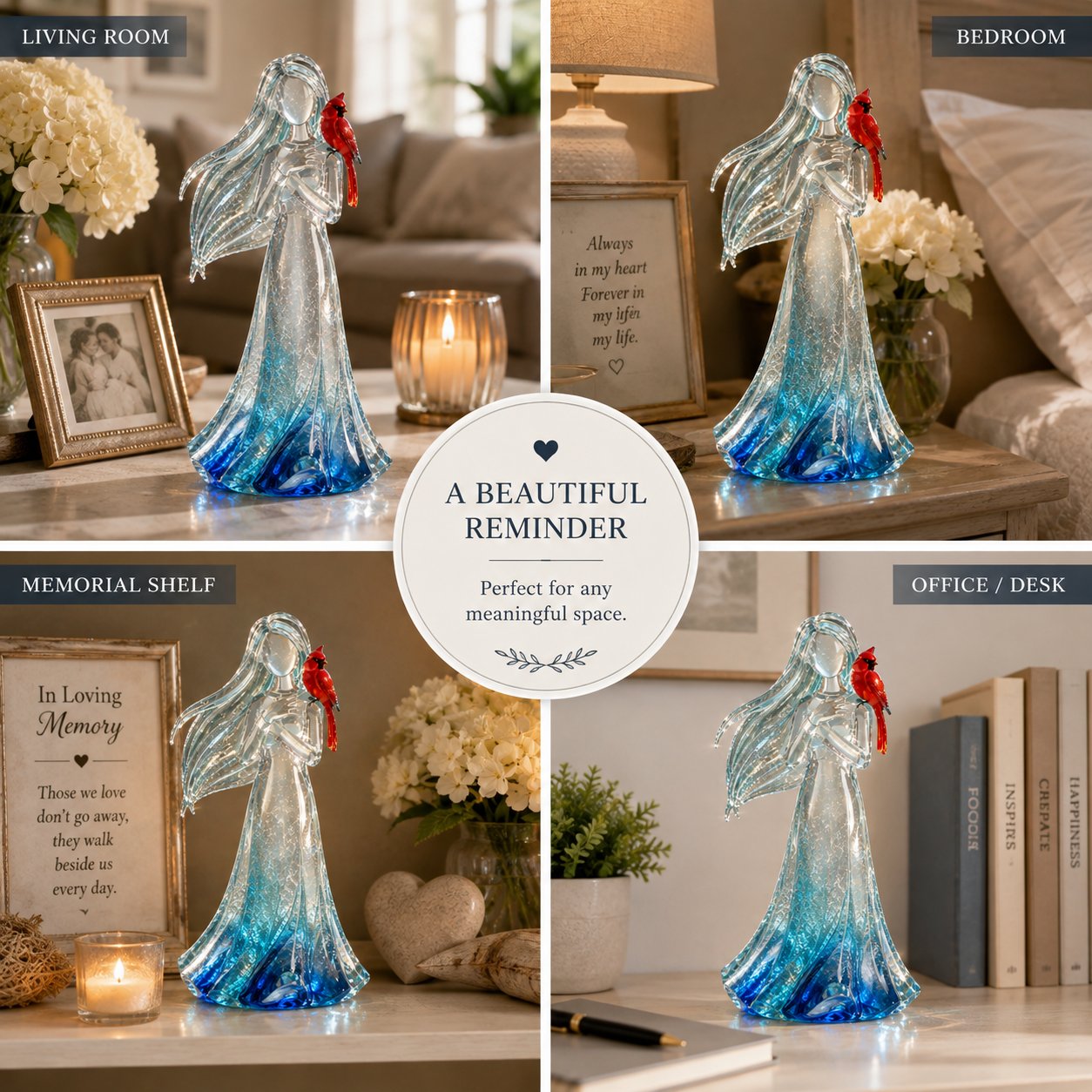 🐦 Cardinal Memorial Woman Figurine – ❤️ Crystal-Inspired Remembrance Gift for Loved Ones