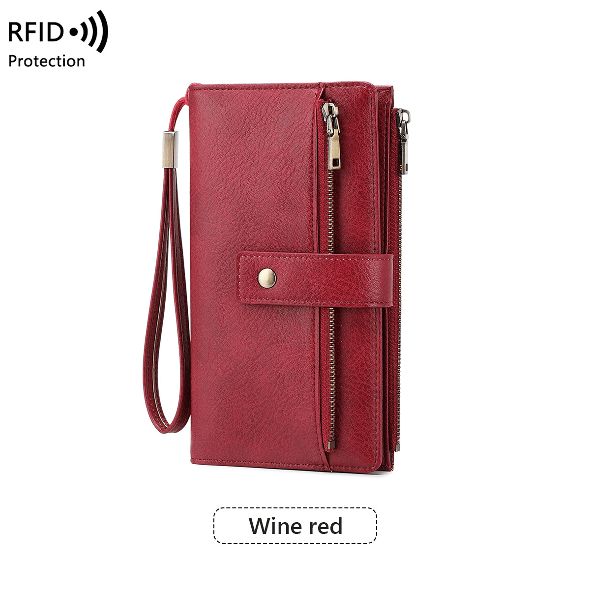 🔥Last Day 49% OFF-Women's long wallet, stylish clutch, elegant solid color RFID blocking leather wallet