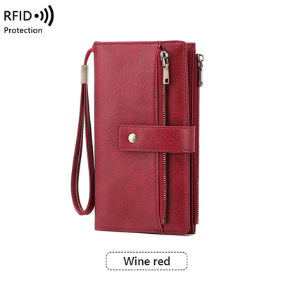 🔥Last Day 49% OFF-Women's long wallet, stylish clutch, elegant solid color RFID blocking leather wallet