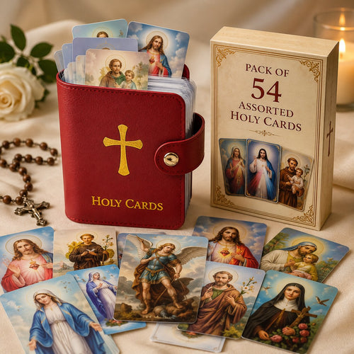 ✝️🎁Catholic Genuine Leather Holy Card Holder – Pocket Prayer Card Organizer with Snap Closure