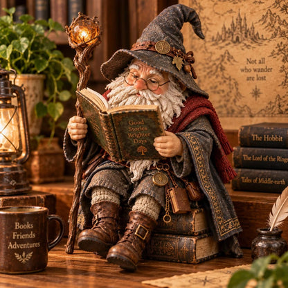 🎉🧙‍♂️ The Wandering Scholar Gnome – Enchanted Reading Wizard Figurine