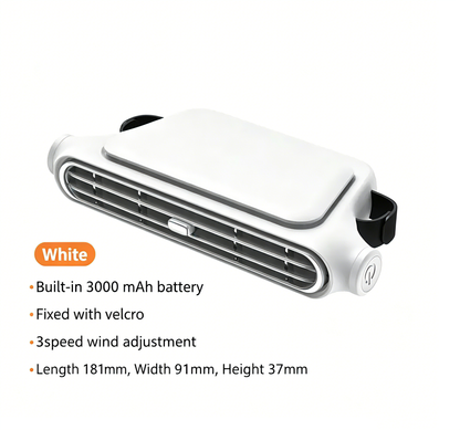 🚗💦Dual-Turbine Silent No-Blade Car Headrest Fan –Rechargeable, 3-Speed Adjustable Ventilation Cooling Fan